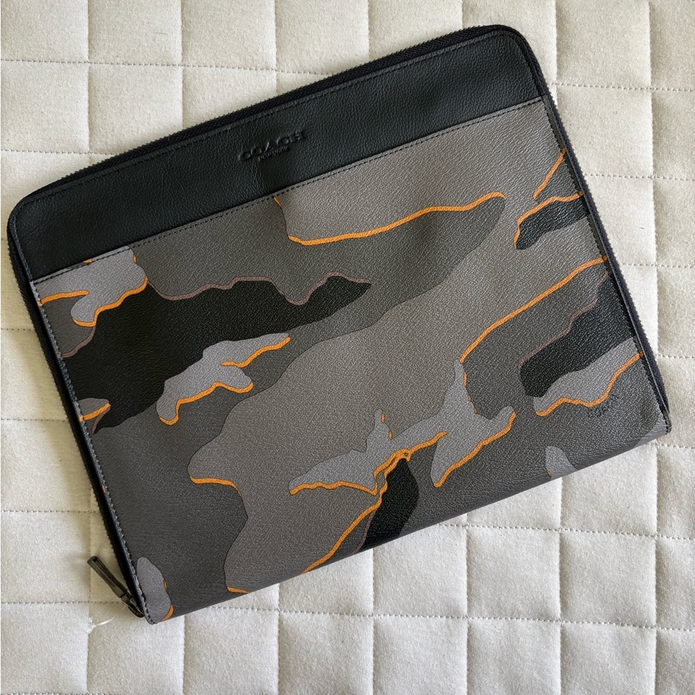 Coach Black and Gray Laptop Bag/Tablet Case Sleek Camouflage Design